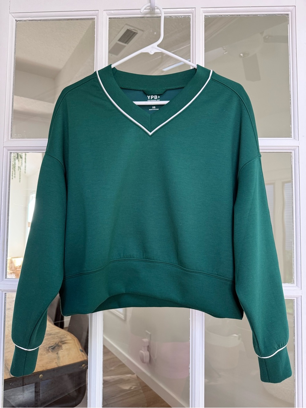 YPB Women's Deep Green V-Neck Pullover Sweater
